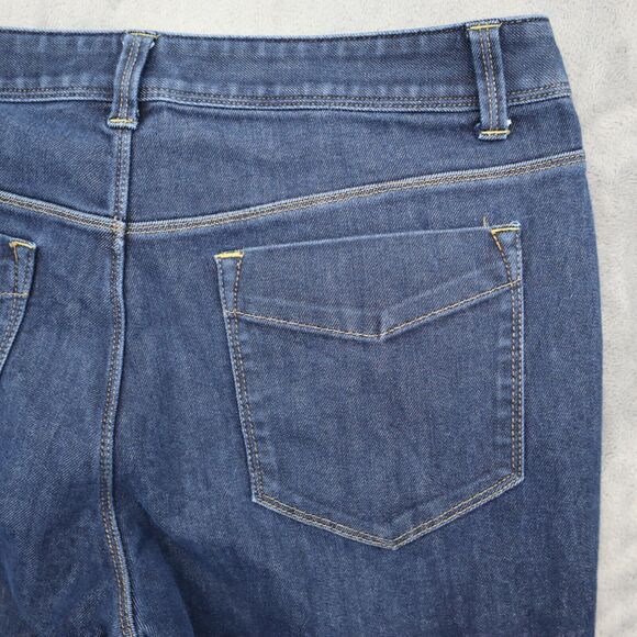 Lands End Pants Womens 8 Blue Straight Dark Wash Mid Rise Denim Button Jeans - Picture 8 of 16